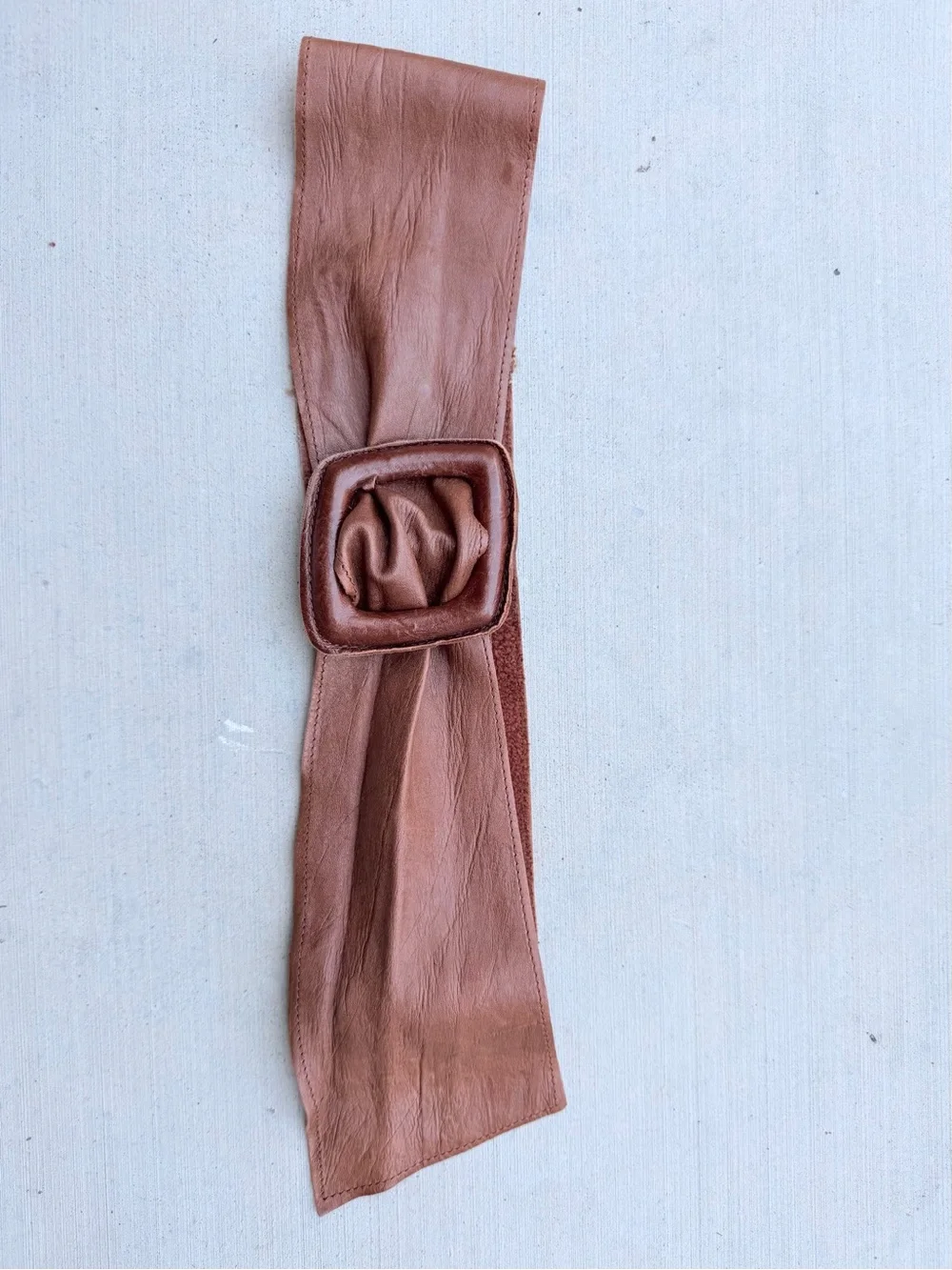 70’s Wide Brown Leather Cinch Belt with Buckle